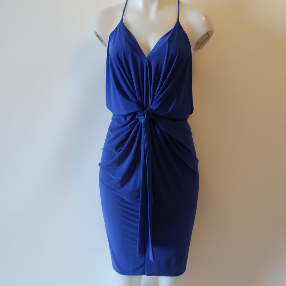 Misa Los Angeles Blue Draped Dress